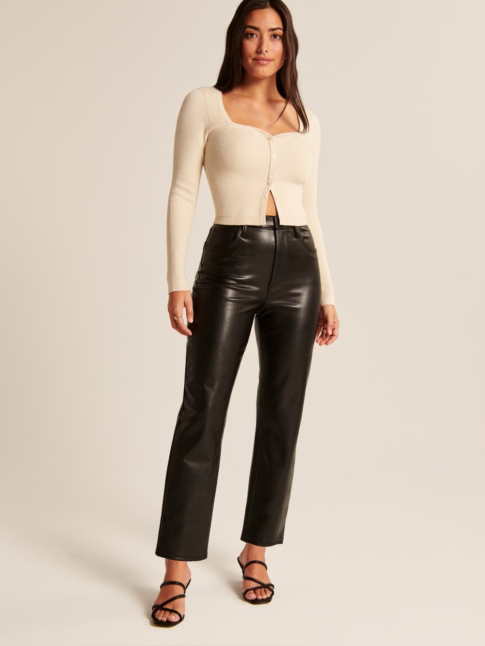 Abercrombie Vegan Leather Ankle Straight Ultra High Rise Pants 10 Curve Love